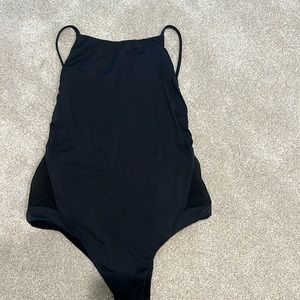 Fella small one piece black mesh side swim suit